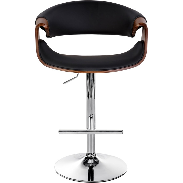 Барний стілець CLP Foley з штучної шкіри, з підлокітниками та спинкою, регульована висота, чорний колір