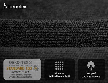 Набір рушників BEAUTEX Преміум, 100 бавовна, Oeko-TEX, 2 рушники 50x100 см, чорний