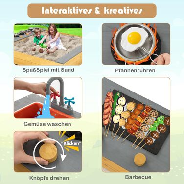 Пісочниця DREAMADE 135x125x20 см з сосни для вулиці: пісочний набір з аксесуарами та лавкою