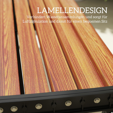 Лавочка для саду на 2 особи, вулична лавочка з металевим каркасом та ламелевим сидінням, садові меблі для саду та тераси