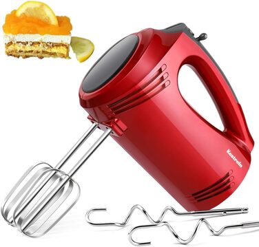 Електричний ручний міксер Kestreln з плоским дном, для випічки, з гачками для тіста, червоний