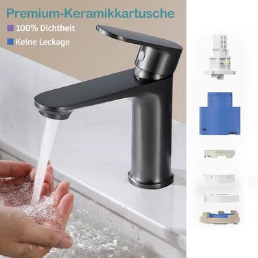 Набір змішувачів для ванної кімнати Belz, латунь, однозахватний, для мийки, сірий, темно-сірий