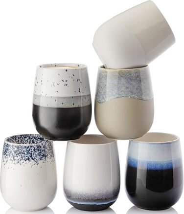 Набір кавових чашок Sänger Siena Premium (6 шт.), 215 мл, ручної роботи, кераміка, для кави та чаю, стійкий до миття в посудомийній машині та мікрохвильовій печі