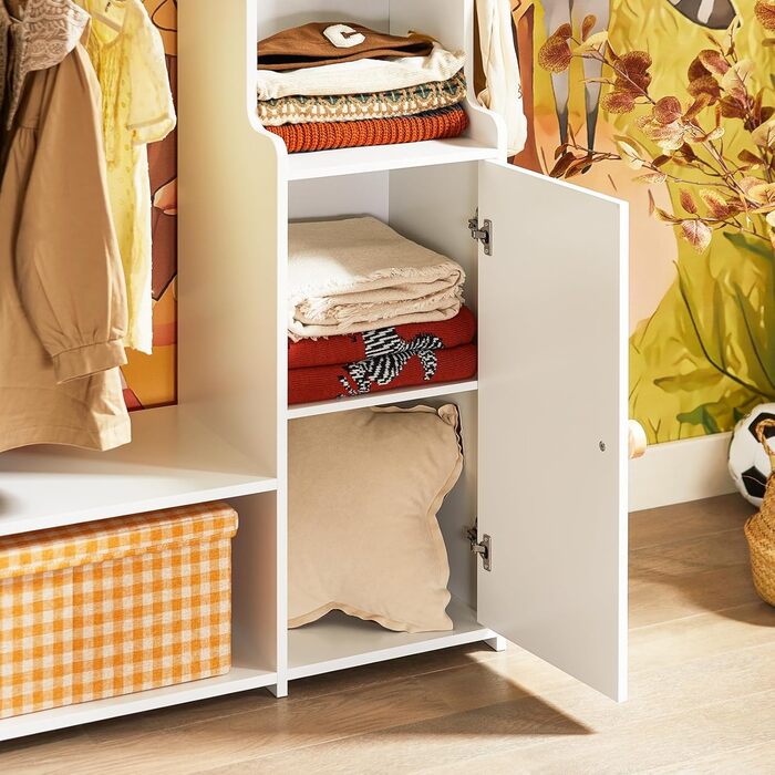 Дитяча шафа SoBuy з 2 гачками, гардероб для дитячої кімнати, білий, 94x110x35 см (KMB110-W)