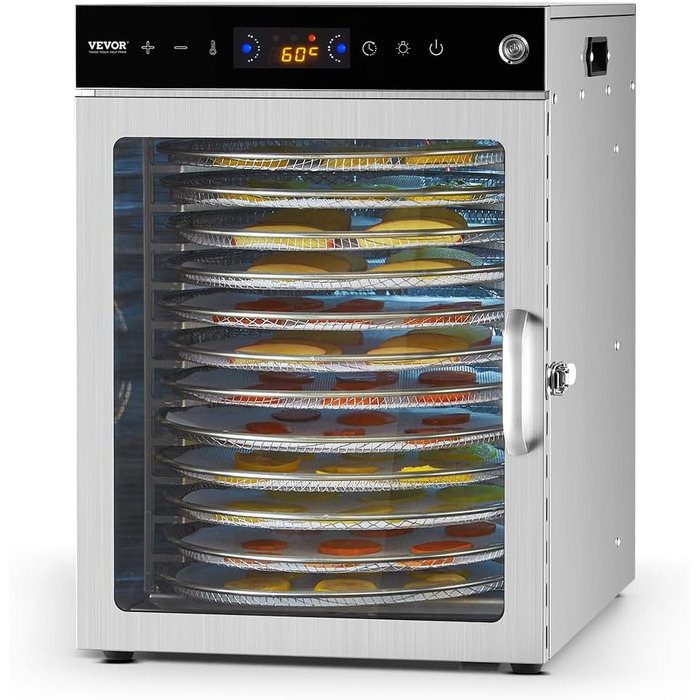 Електричний сушильний автомат VEVOR з 10 нержавіючими чашами, 1000 Вт – сушарка для кормів, м'яса, фруктів, овочів, трав, собачих ласощів