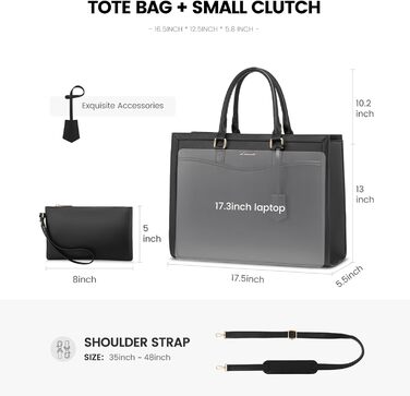 Сумка для ноутбука LOVEVOOK 15.6 дюймів, жіноча, велика, з натуральної шкіри, shopper, tote bag, для роботи, навчання, універсальна, чорна