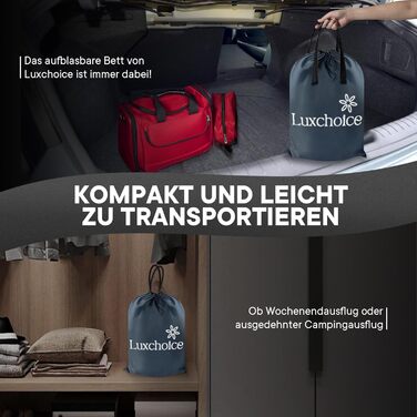 Надувна ліжко Luxchoice для 2 осіб з електричним насосом. Преміум якість, для кемпінгу та дому (темно-помаранчевий, односпальна)