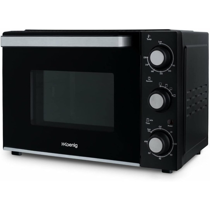 Міні-піч H.Koenig FO42, 42л, 230°C, 5 режимів, таймер 90хв, конвекція, гриль, з щипцями, крихтозбірник, поворотний насадка, 2000W