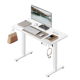 Електричний підйомний стіл WOLTU з функцією пам'яті та захистом від зіткнень, комп'ютерний стіл для дому та офісу, 100 x 48 см, білий