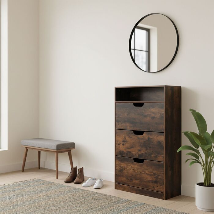 Взуттєва шафа Relaxdays з відкидною дверцями та відкритою полицею