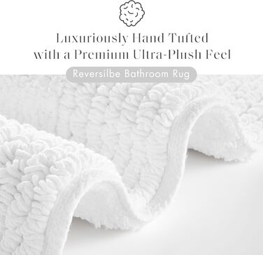 Килимок для ванної кімнати Madison Park Signature Splendor, 100% бавовна, високий ворс, 3000 г/м², готельна якість, швидковисихаючий, 61 x 183 см, білий