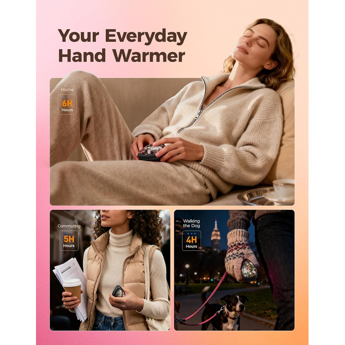 Електричні грілки для рук OCOOPA 2 шт. - стильні, у формі діаманта з магнітом, акумуляторні, для жінок, подарунок, для Реяно, піших прогулянок, кемпінгу