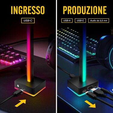 Світлодіодна світло-смуга EZDIY-FAB для навушників з кріпленням, RGB-підсвічування, 50 режимів, аксесуар для геймерського ПК, чорний