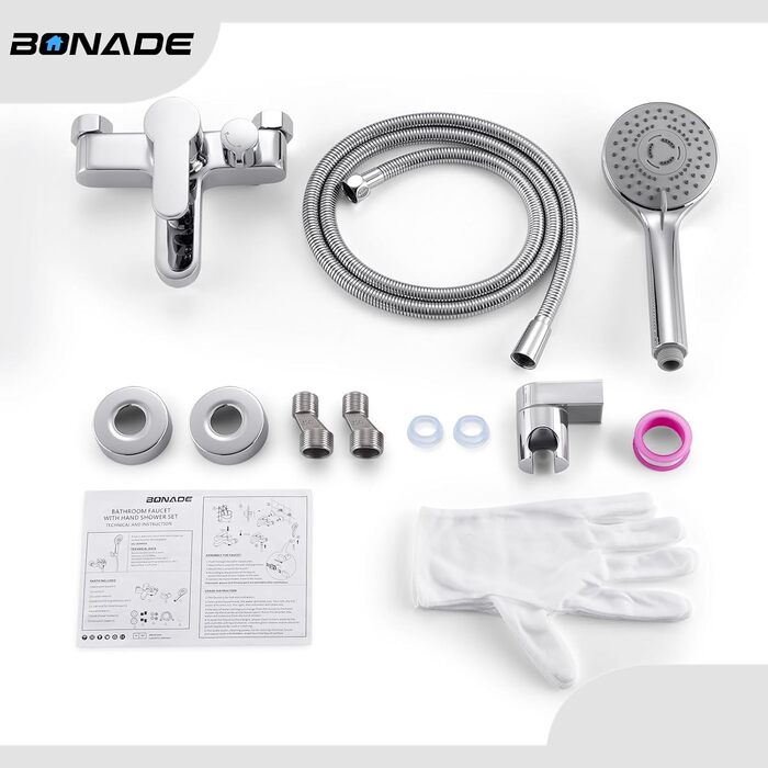 Змішувач для ванни з тропічною дощурою, набір для ванної кімнати (хром) BS111