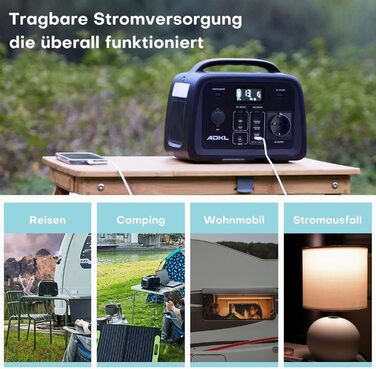 Портативна електростанція Powerbank 320Wh з акумулятором LiFePO4, 300W, сонячний генератор з виходом 300W AC/PD 60W USB-C, для кемпінгу, подорожей, надзвичайних ситуацій