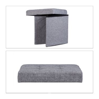 Relaxdays Складний табурет з місцем для зберігання, льон