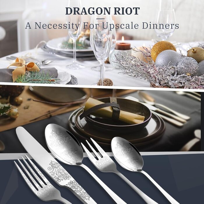 Набір столових приборів DRAGON RIOT Gold 30 предметів: нержавіюча сталь, для 6 осіб, з ножем, виделкою, ложкою, для дому, ресторану, вечірки.