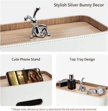 Скляниця для серветок GORESE з підносом, шкіряна, для офісу, дому, авто, ванної кімнати. Білий колір