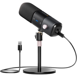 Kondensторний мікрофон NearStream AM25X USB/XLR зі стійкою: Набір для подкастів, стримінгу, студії та ігор на PC/PS5/PS4. З функцією моніторингу та шумозаглушенням.