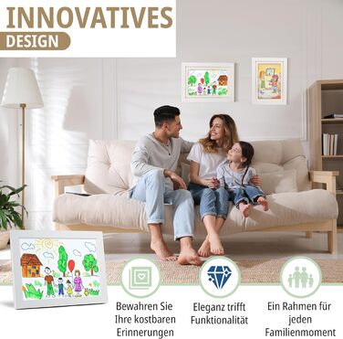 Рамки для дитячих малюнків KIYARI A4, 2 шт., білі, розкладні, з фронтальною відкриттям, для 150 малюнків, міцне дерево, безпечне скло, ідеально для творчих проектів, дитячої кімнати та школи