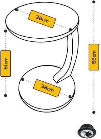 Тубібу C-подібний приставний столик, кругла стільниця з горіхового вигляду, з коліщатками, для дивана та дивана