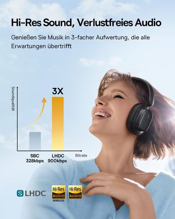 Накладні навушники Baseus ANC, Hi-Res Sound, Акумулятор 100 год, Мікрофони ENC, Bluetooth 5.3, Складні, Чорний