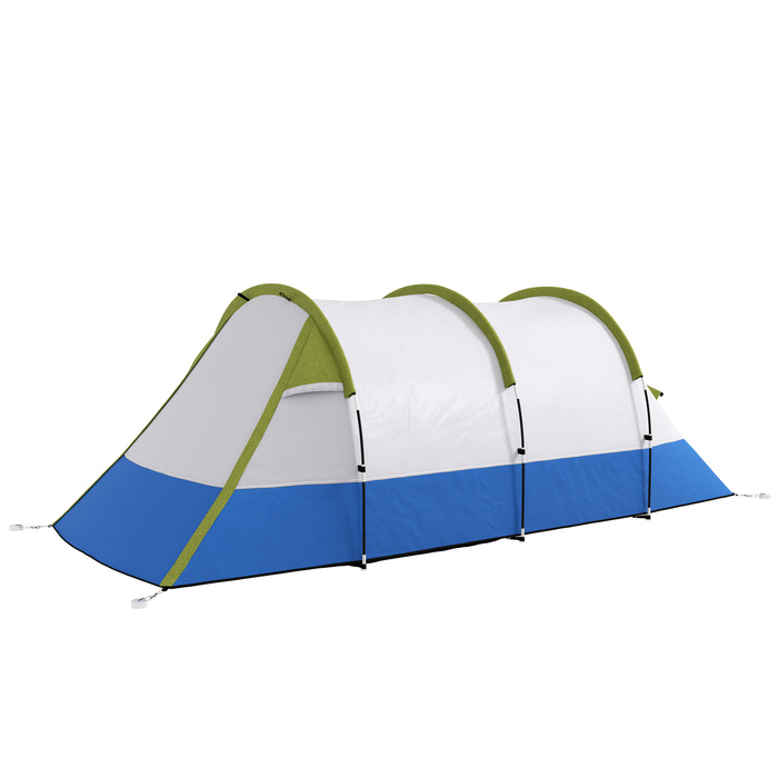 Outsunny Camping Tent, Тунельний намет для 3 осіб, з легким гачком, тент, 2 кімнати, вітрозахисний сімейний намет із сумкою для перенесення, 2000 мм водовідштовхувальний висувний намет для кемпінгу, саду, зелені