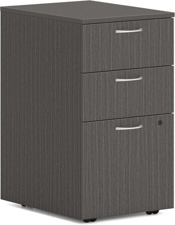 Акціонний шафа для документів HON з 3 висувними ящиками, мобільна база для офісу вдома, ширина 38,1 см, портативне зберігання, колір Шiefer-Teakholz (Шифер-Чорнодеревний)