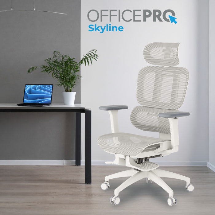 Крісло офісне OfficePro Skyline OC750-W-LG-LG