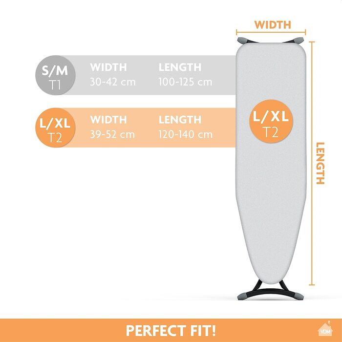 Чохол для прасувальної дошки LaundrySpecialist Ultra Reflect-тепловідбиваючий-100 BCI бавовна 130x45 см-доступний в двох розмірах