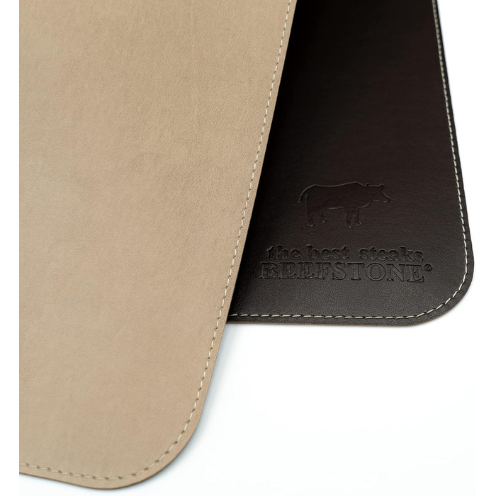 Набір скатертин BEEFSTONE© 6 шт. з PU шкіри, двосторонні, водонепроникні, миючі, з імітацією шкіри, 44 x 34 см (Чорно-коричневий/Бежевий)