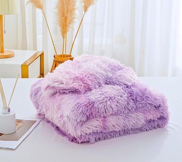 Комплект постільної білизни Menkala Plush Tie Dye Purple, 220x240 2 наволочки 80x80 см