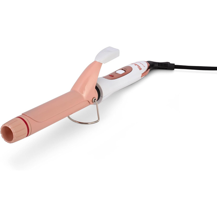 Електрична плойка, паличка для завивки, стайлер для локонів, керамічне турмалінове покриття, білий/рожевий - 50 Вт