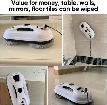 Робот для миття вікон з автоматичним струменем води, 5600 Па, для гладких поверхонь, з пультом дистанційного керування, з 10 мітками для миття