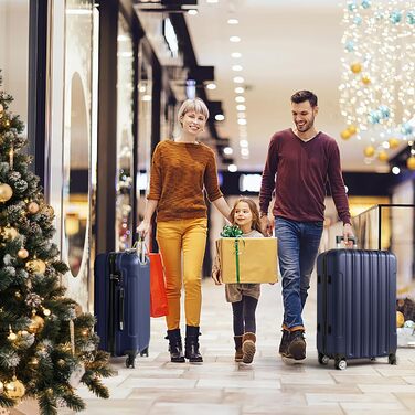 Набір валіз LALAHO 3/4/5 шт. з косметичками, ABS, для подорожей, ручна поклажа (темно-синій)