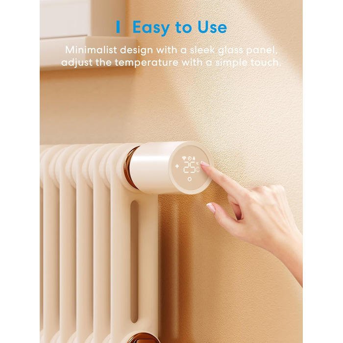 Meross Matter Термостат на радіатор Wi-Fi (2 шт.) - Сумісний з HomeKit, Alexa, Google Assistant