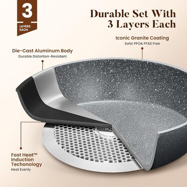 Набір кухонного посуду з нержавіючої сталі з гранітним покриттям (30 предметів)