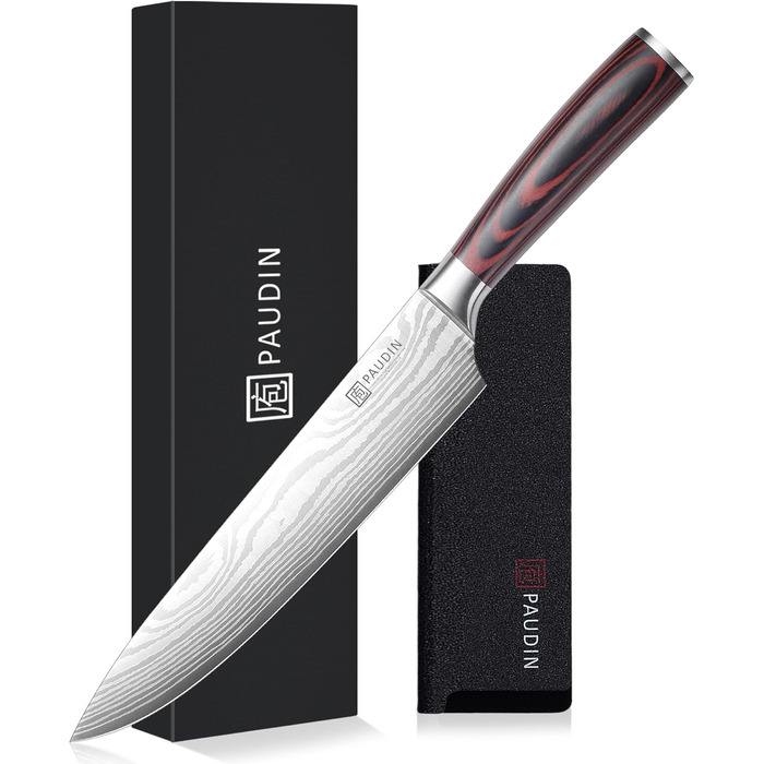 PAUDIN Profi Кухонний ніж 23см з нержавіючої сталі, ергономічна ручка, для професіоналів та любителів, ідеальний подарунок для кулінарів