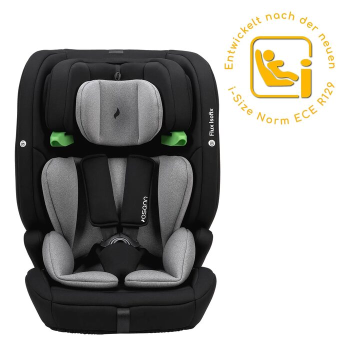 Дитяче автокрісло Osann Flux Isofix, i-Size від 76 до 150 см, зростаюче дитяче автокрісло Isofix- сірий меланж i-Size сірий меланж