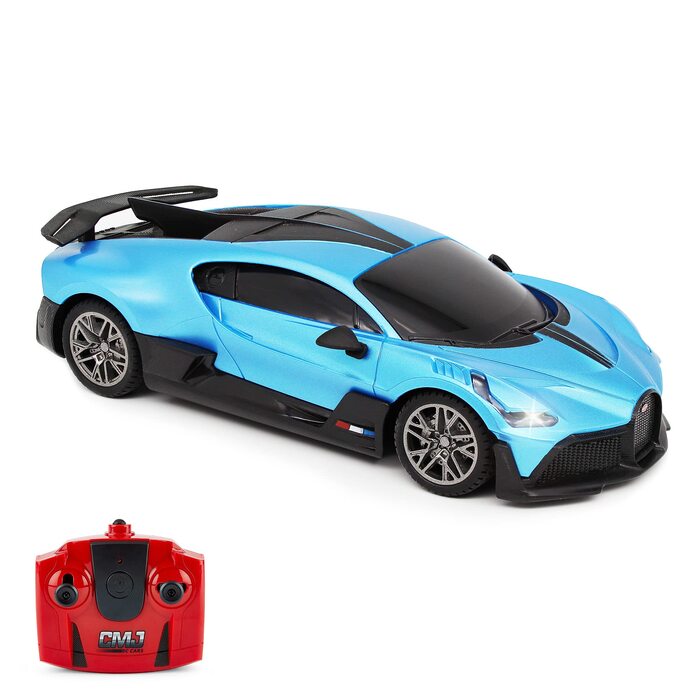 Модель автомобіля Bugatti Divo синього кольору 1:24 CMJ, радіокерування 2.4 GHz, офіційна ліцензія