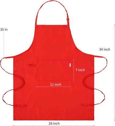 Регульований кухонний фартух Zihuatailer 2 шт. и для чоловіків/жінок з кишенею (червоний X1)