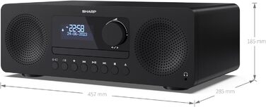 Компактна система SHARP XLB520D, 40 Вт, DAB/FM, Bluetooth, моноблок Hi-Fi, чорний