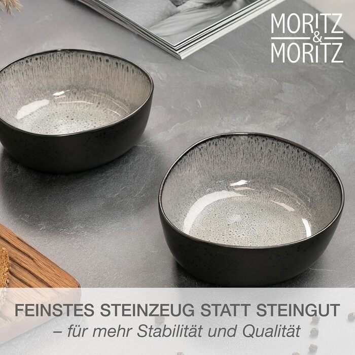 Набір посуду Moritz & Moritz ORGANIC на 6 осіб (18 предметів) - Елегантний набір тарілок з високоякісної кераміки (сірий)