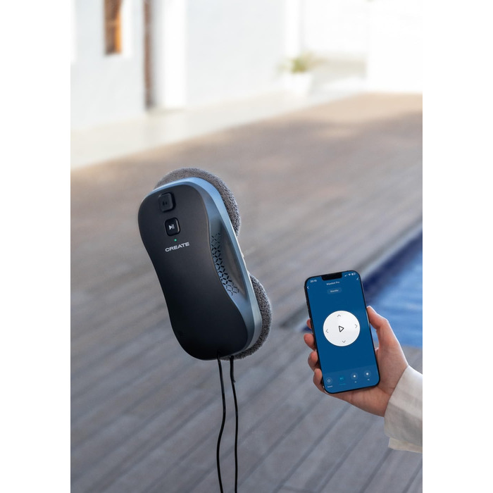 Робот для миття вікон WIPEBOT PRO з Wi-Fi, автоматичний, подвійний злив води, 2 режими розпилення, розпізнавання кутів і країв, кабель безпеки 5 м, бак 60 мл