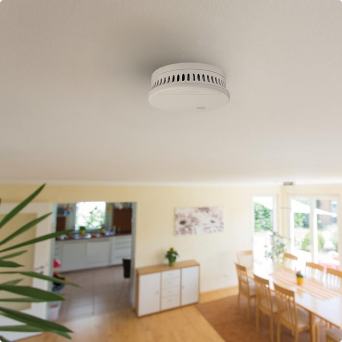 Датчик диму ABUS RWM90 - сертифікований DIN EN14604, з акумулятором на 5 років, для житлових приміщень, білий (1 шт.)