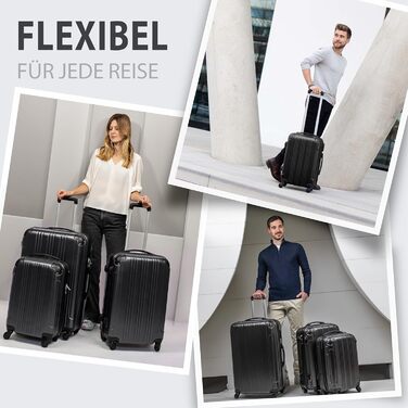 Набір валіз FERGÉ QUÉBEC з ABS-пластику, 3 шт. (ручна поклажа, L, XL), дорожні валізи-тролеї на 4 колесах