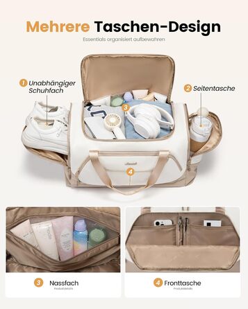 Спортивна сумка LOVEVOOK для жінок, 30л: туристична, для басейну, сауни, гімнастики, подорожей, з відділенням для взуття та мокрих речей, водонепроникна, 45x24x28см