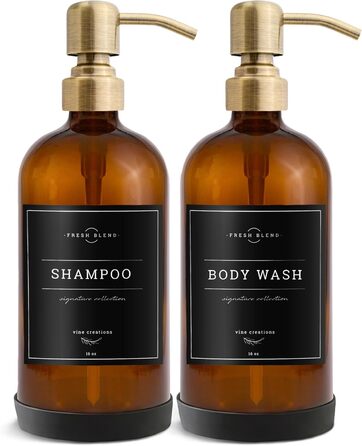 Набір дозаторів для мила 2 шт. з нержавіючою помпою, скляні, 475 мл (набір для кухні та ванної кімнати)