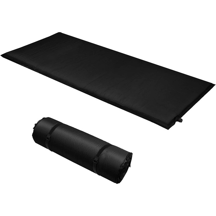 Спальний килимок ALPIDEX для кемпінгу 2,5, 6 або 10 см завтовшки, самонадувний підлоговий термальний килимок (чорний, 200 х 66 х 6,0 см)