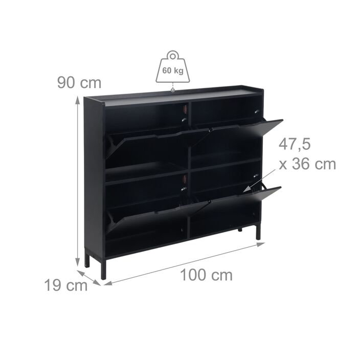 Зручний вузький органайзер для взуття Relaxdays з 4 відділеннями